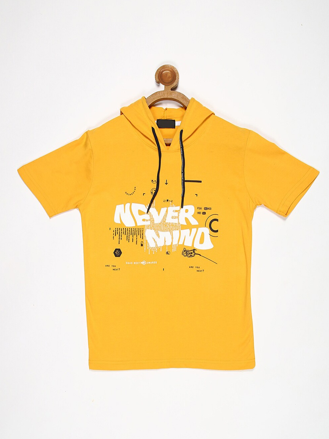 

V2 Value & Variety Boys Yellow Printed Hooded T-shirt
