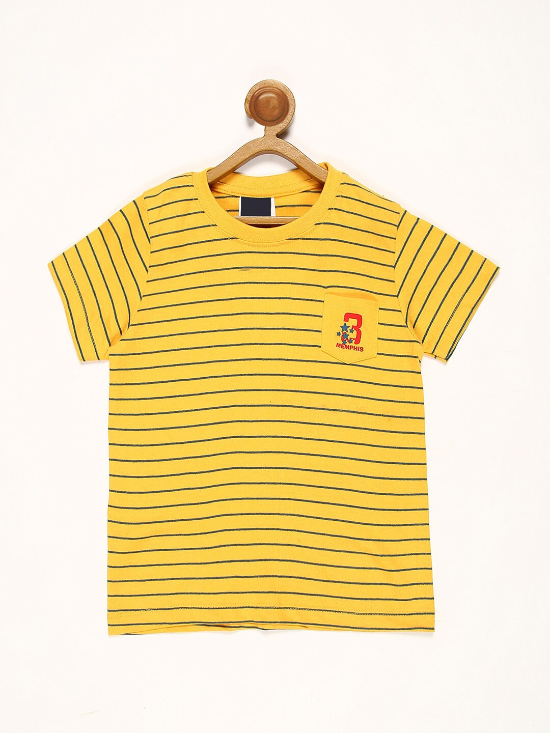 

V2 Value & Variety Boys Yellow & Black Striped Regular Fit T-shirt