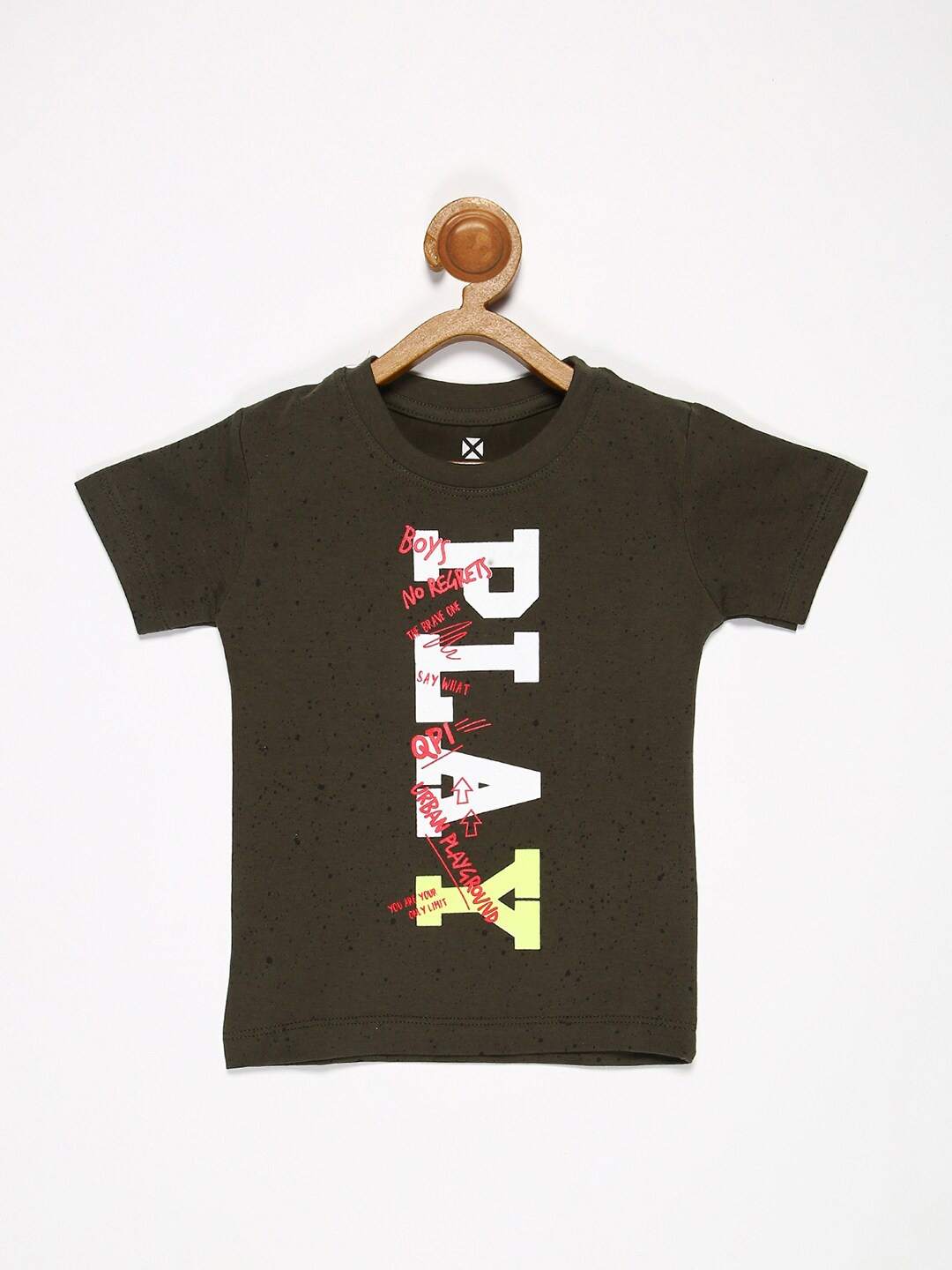 

V2 Value & Variety Boys Green Typography Printed Regular Fit T-shirt