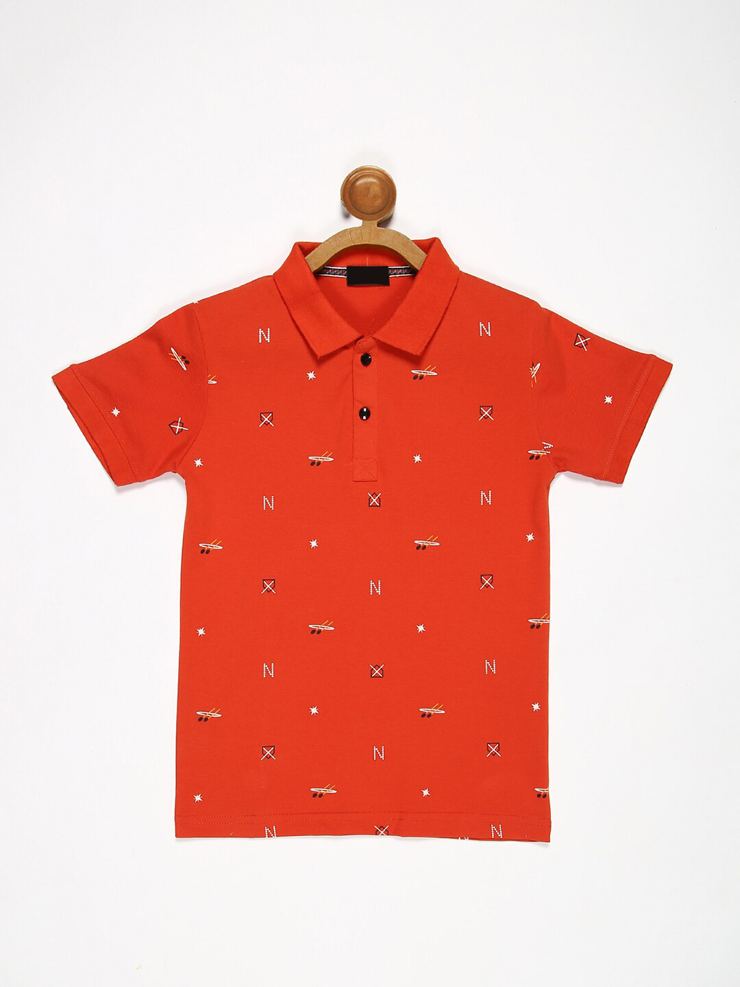 

V2 Value & Variety Boys Orange Printed Polo Collar Regular Fit T-shirt