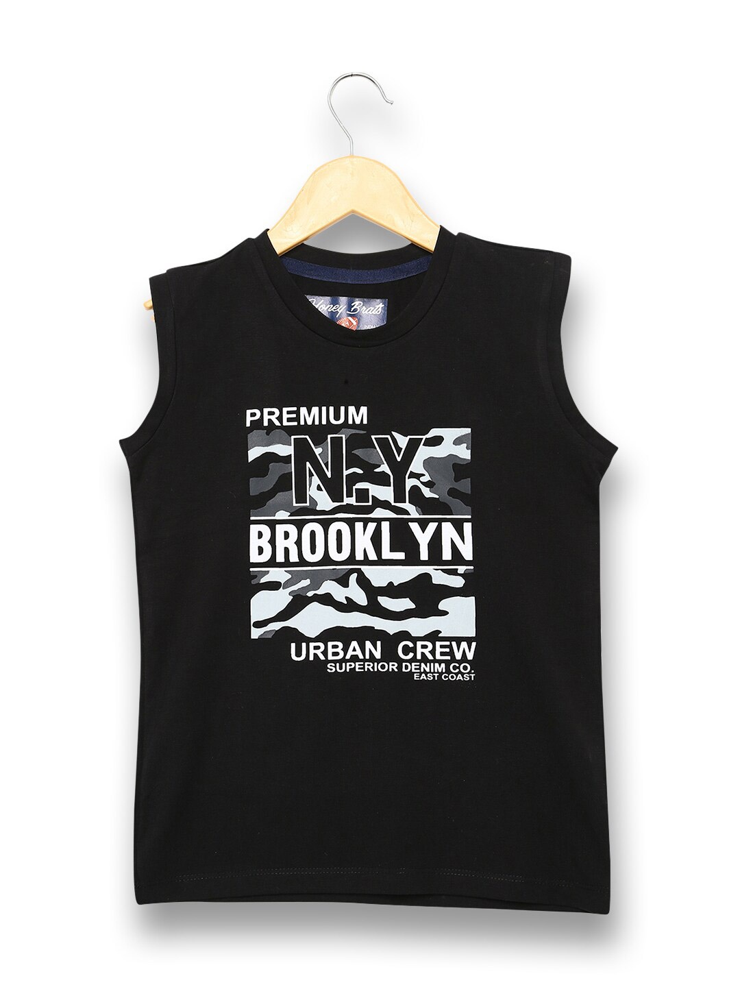 

V2 Value & Variety Boys Black & White Printed Sleeveless Regular Fit T-shirt