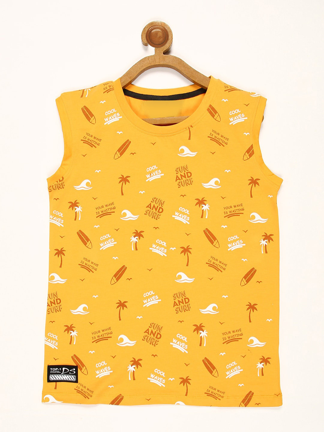 

V2 Value & Variety Boys Yellow Printed Round Neck Regular Fit T-shirt