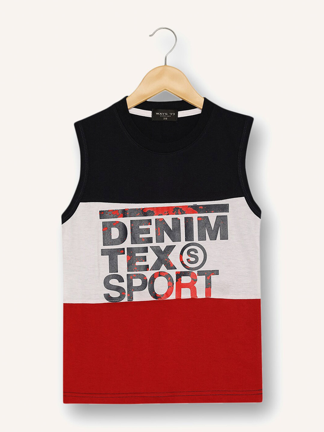 

V2 Value & Variety Boys Black & Off White Colourblocked Round Neck Regular Fit T-shirt