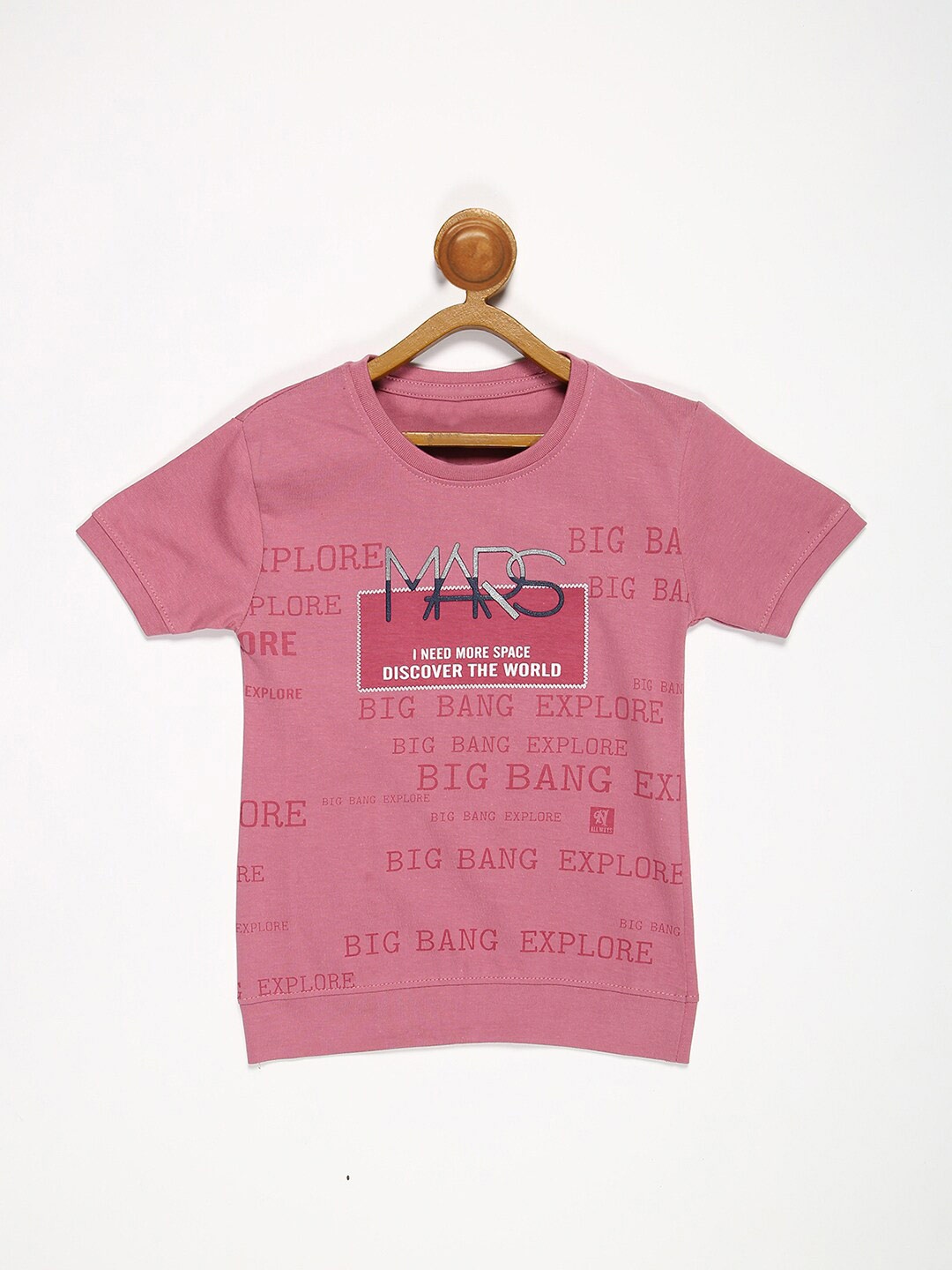 

V2 Value & Variety Boys Pink Typography Printed T-shirt