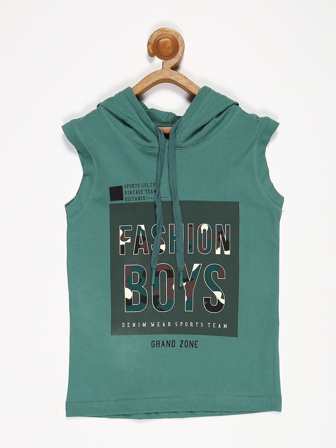 

V2 Value & Variety Boys Green Printed Hooded T-shirt
