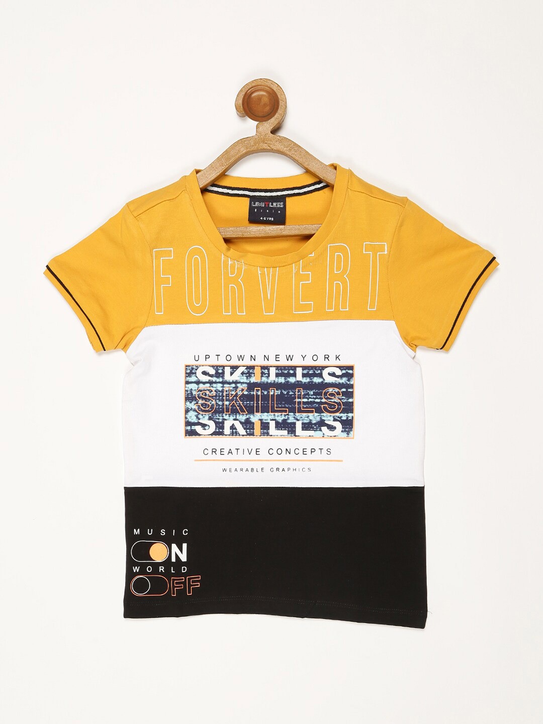 

V2 Value & Variety Boys Yellow & White Printed T-shirt