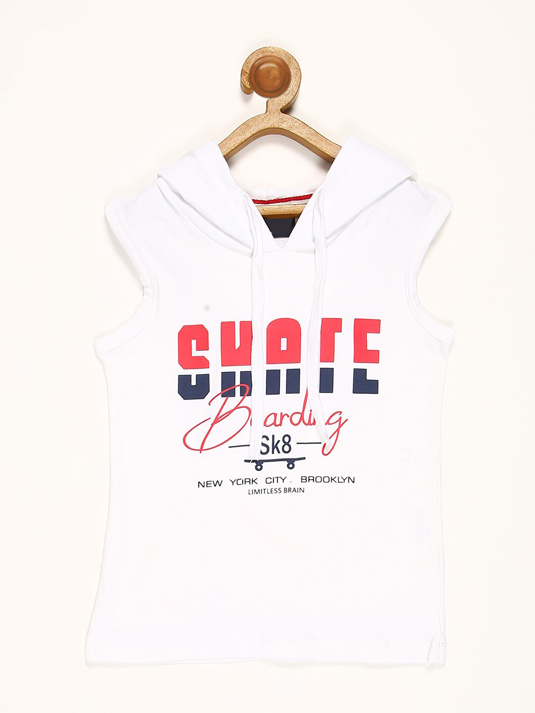 

V2 Value & Variety Boys White Typography Printed Hooded T-shirt