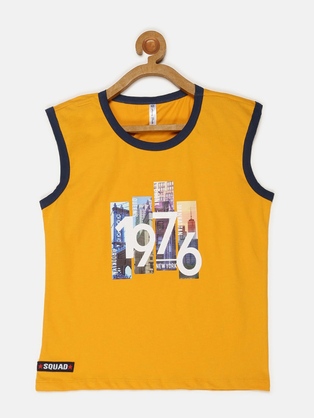 

V2 Value & Variety Boys Yellow & Navy Blue Printed T-shirt