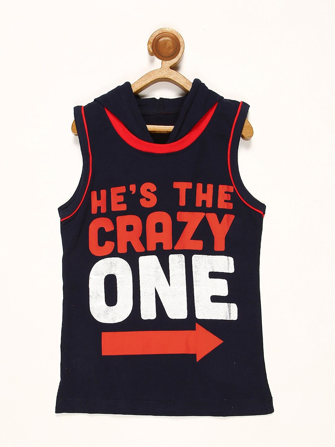 

V2 Value & Variety Boys Navy Blue & Orange Typography Printed T-shirt