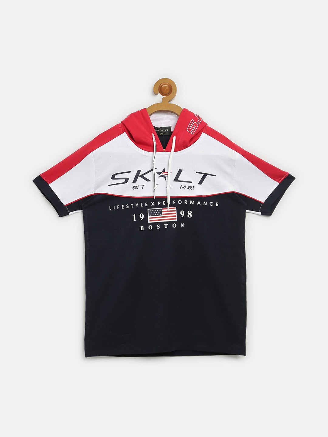 

V2 Value & Variety Boys Navy Blue & White Printed Regular Fit T-shirt