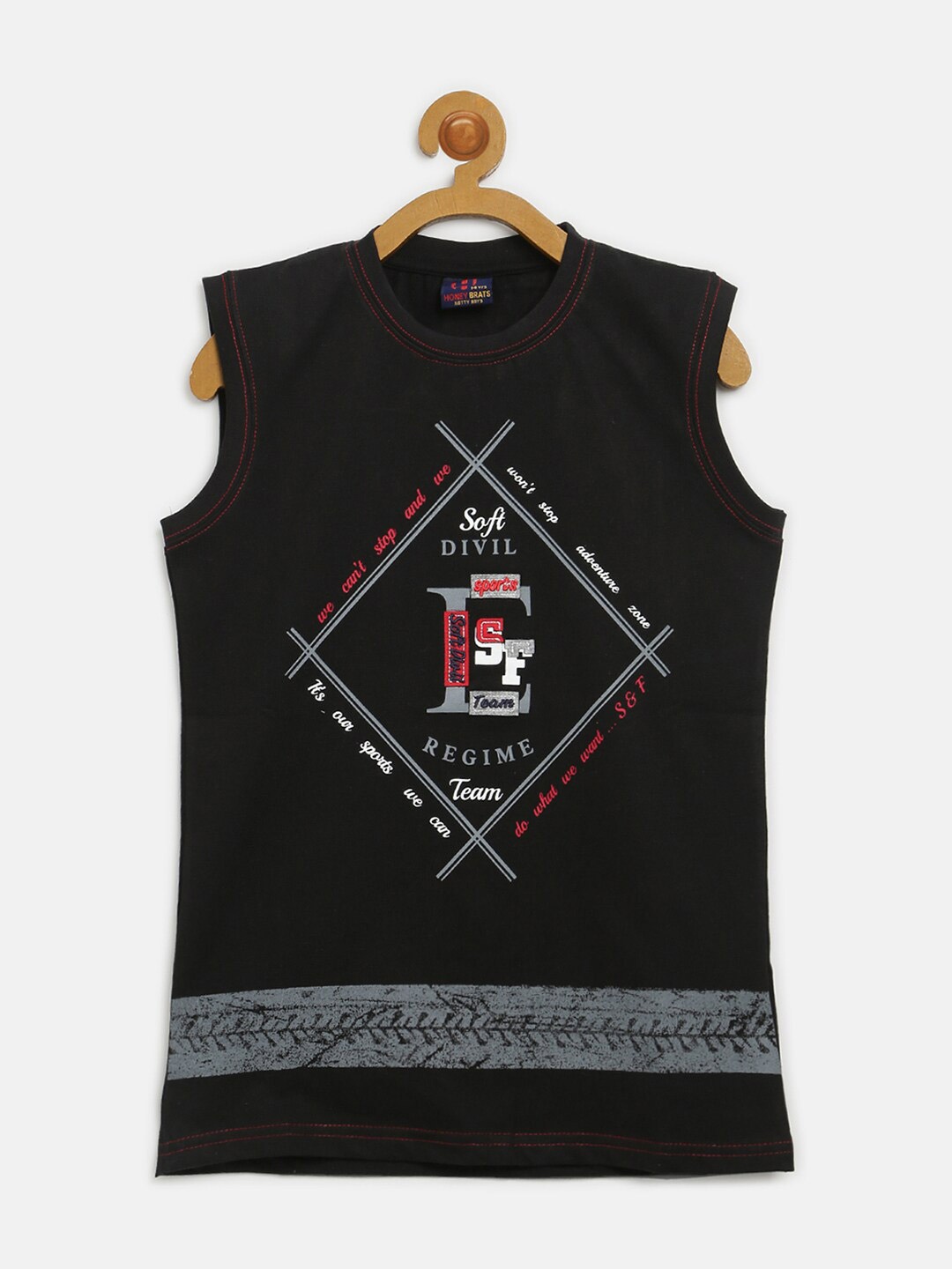 

V2 Value & Variety Boys Black Printed T-shirt