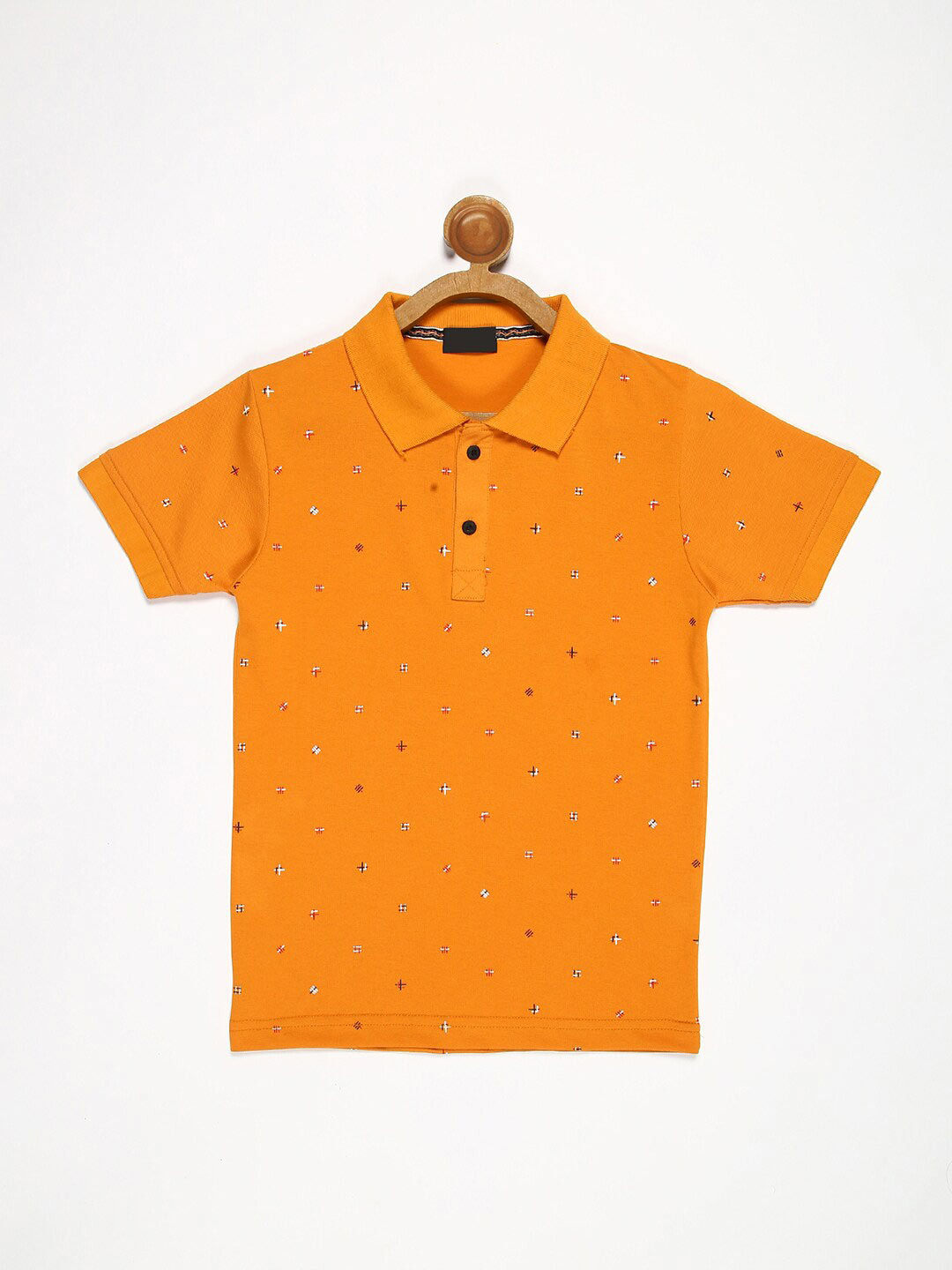 

V2 Value & Variety Boys Mustard Yellow Printed Polo Collar T-shirt