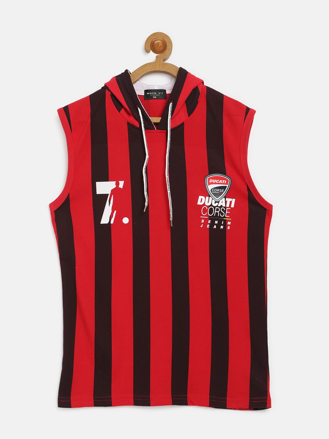 

V2 Value & Variety Boys Red & Black Striped Hooded T-shirt