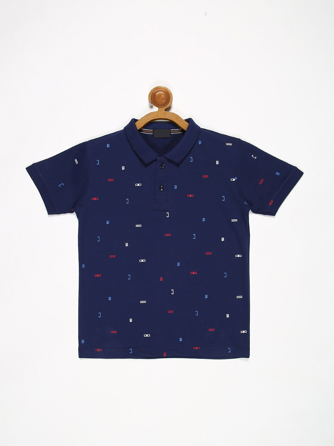 

V2 Value & Variety Boys Blue Mandarin Collar Applique T-shirt