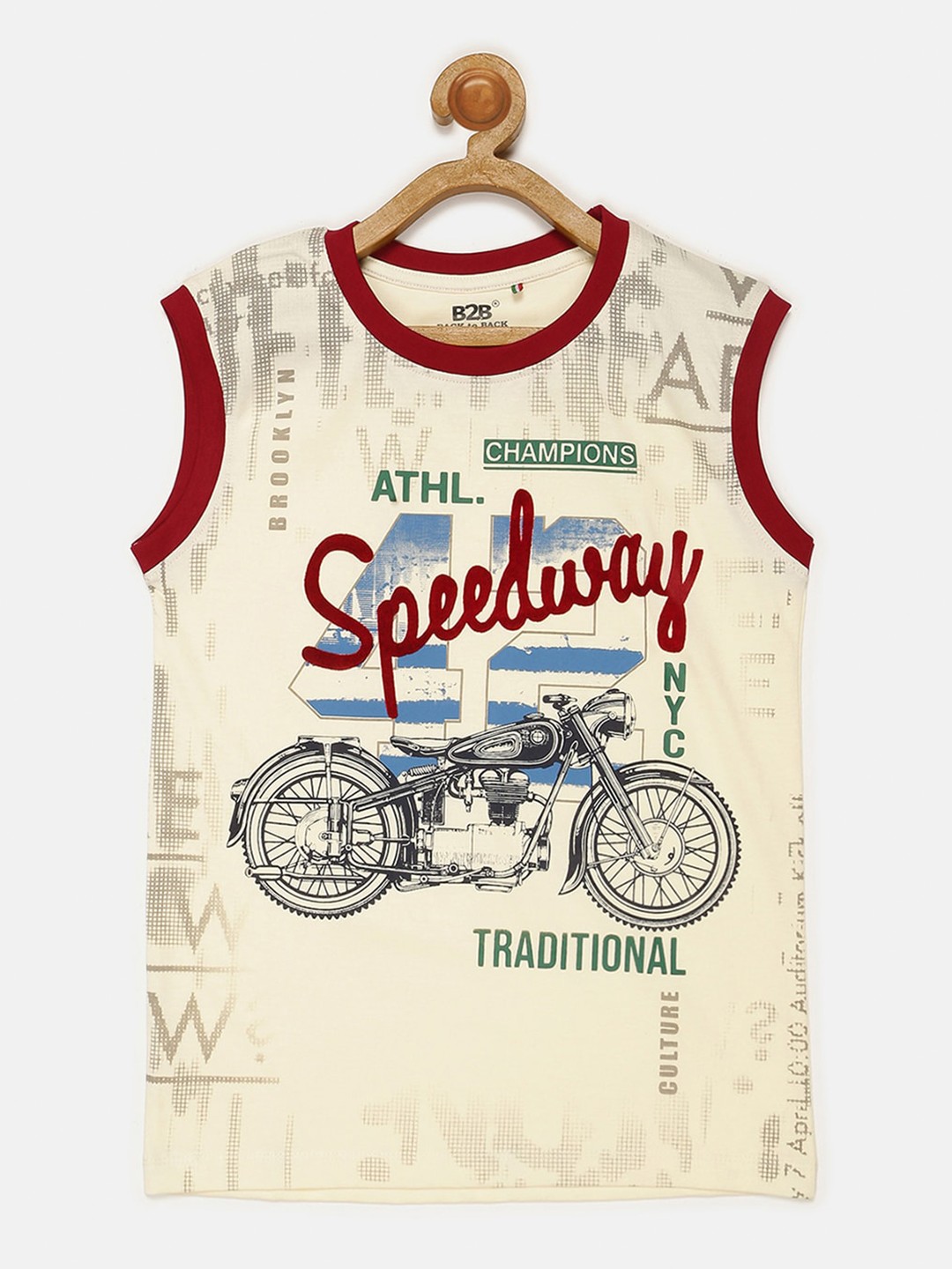

V2 Value & Variety Boys Cream-Coloured Printed Applique T-shirt