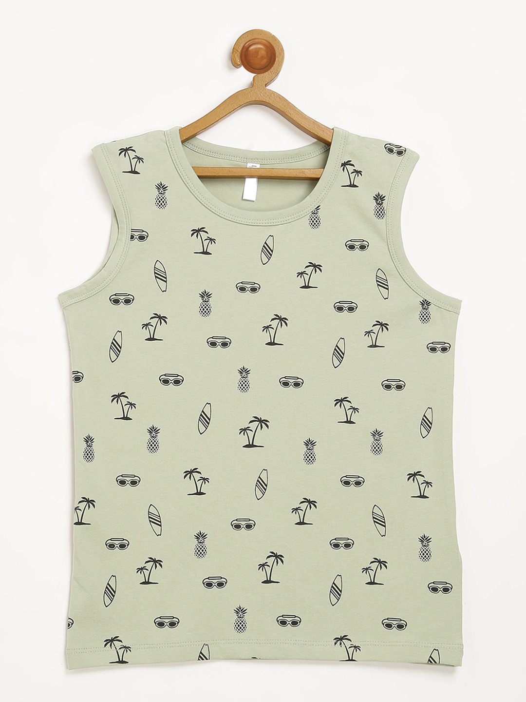 V2 Value & Variety Boys Green Printed Applique T-shirt