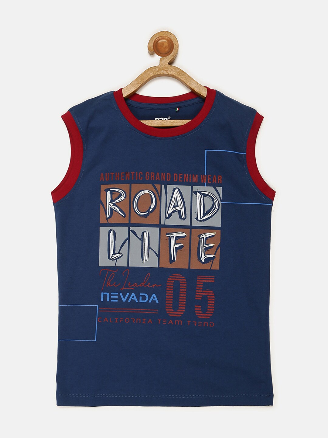 

V2 Value & Variety Boys Blue Typography Colourblocked Applique T-shirt