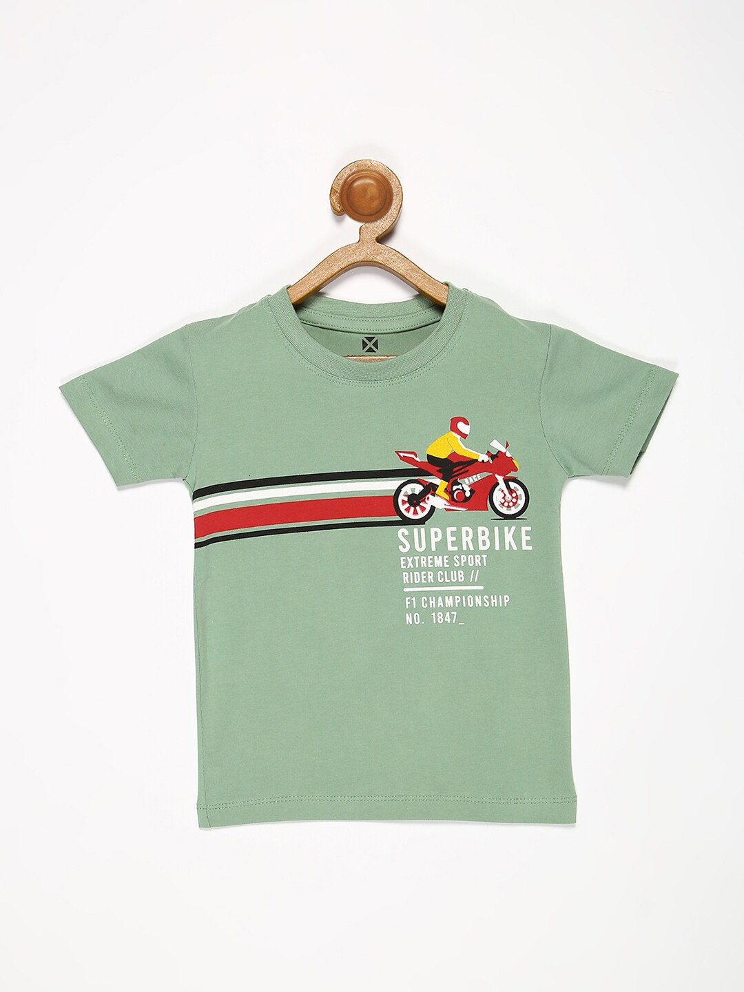 

V2 Value & Variety Boys Green Striped Applique T-shirt