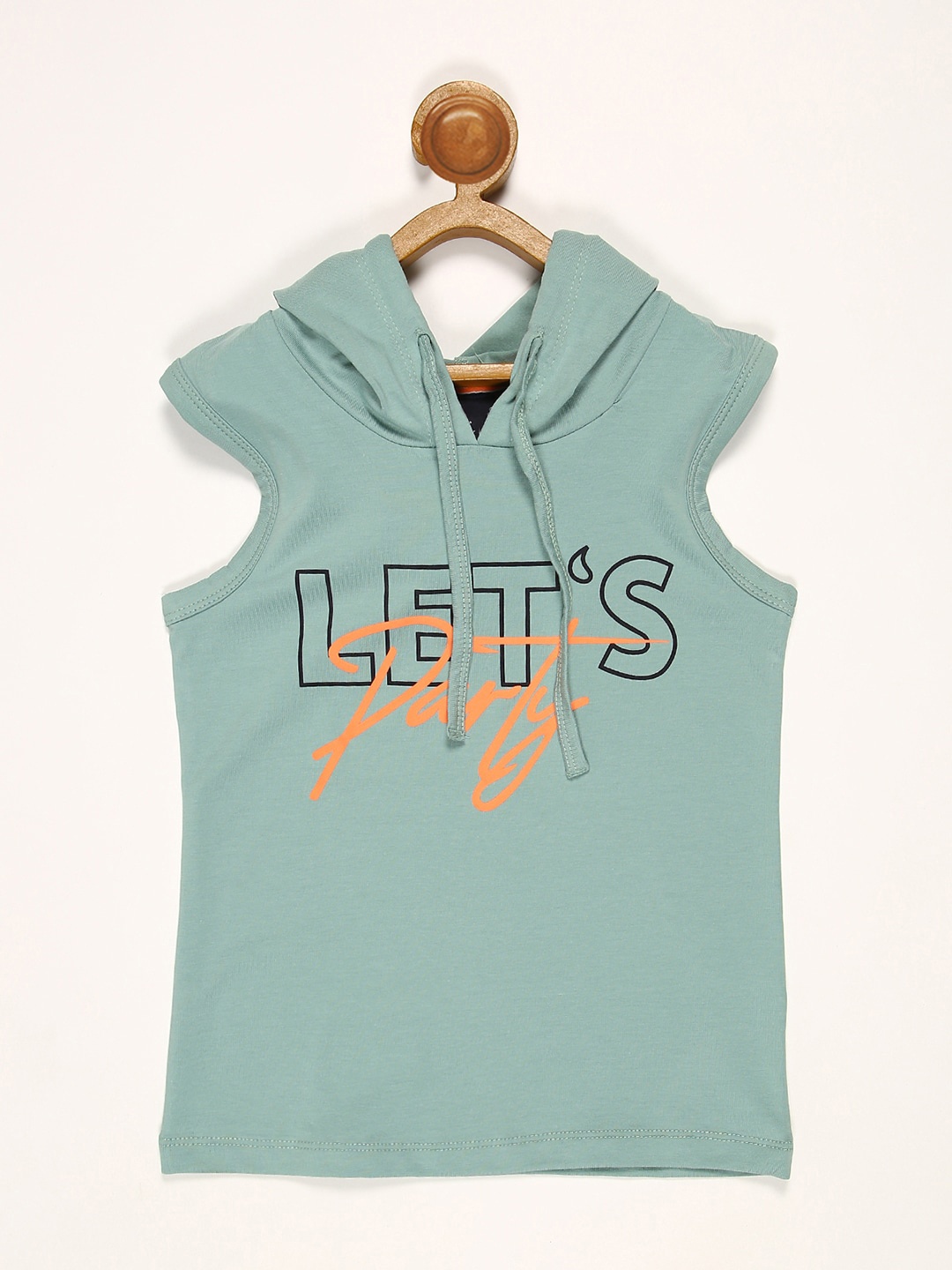 

V2 Value & Variety Boys Green Typography Checked Applique T-shirt