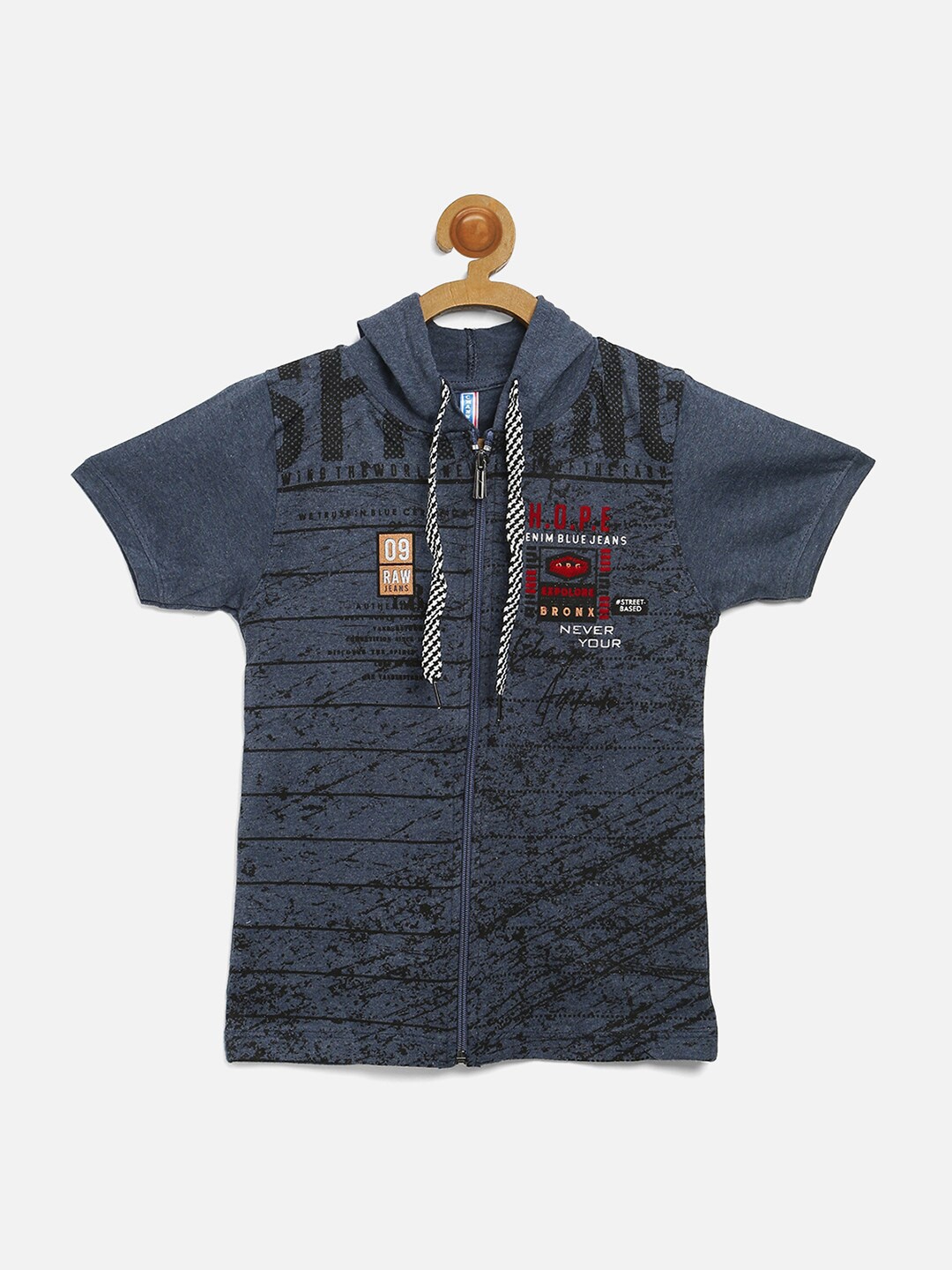 

V2 Value & Variety Boys Blue Printed Polo Collar Applique T-shirt