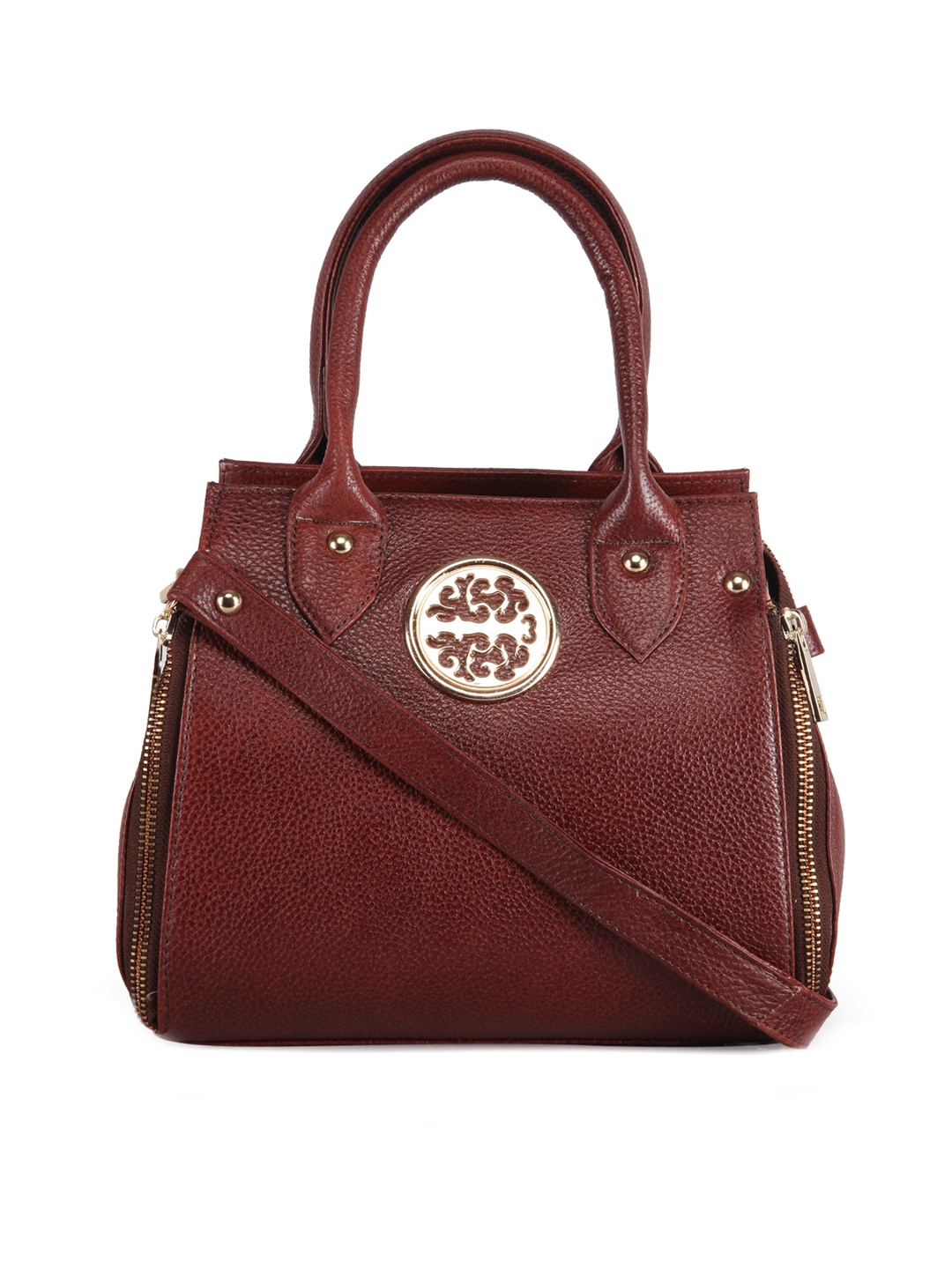 

GENWAYNE Brown Leather Structured Handheld Bag