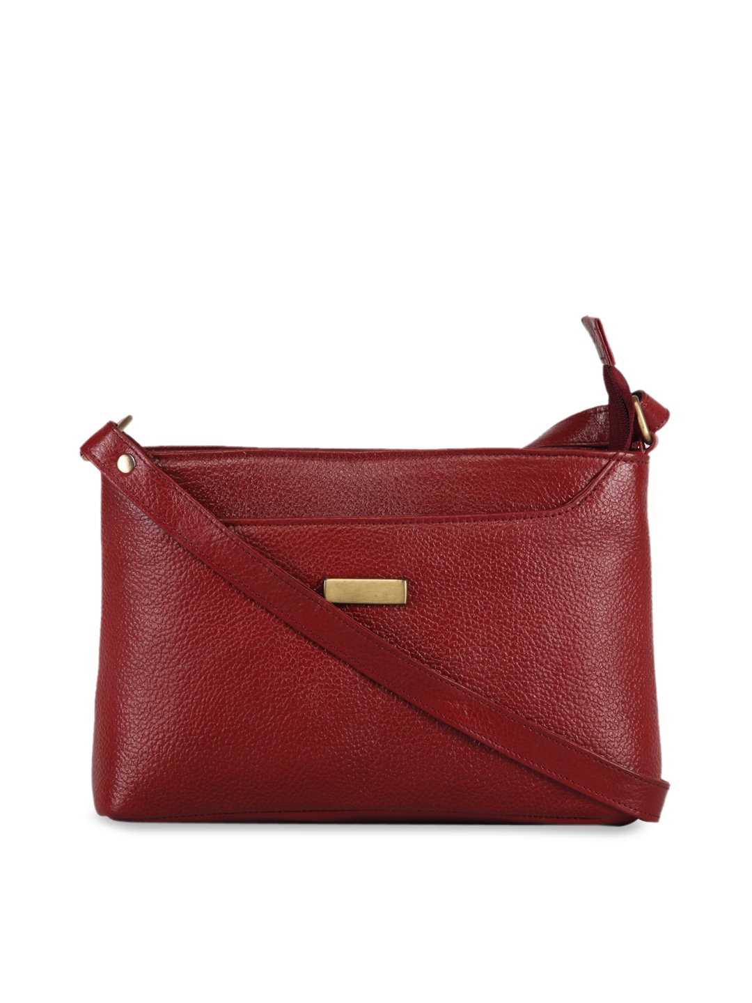

GENWAYNE Maroon Leather Structured Sling Bag