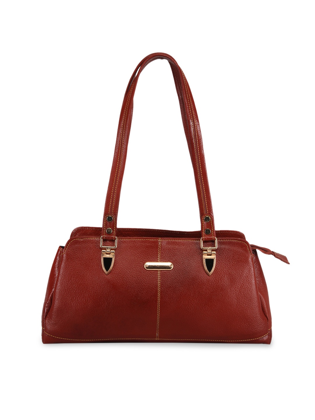 

GENWAYNE Tan Leather Structured Shoulder Bag