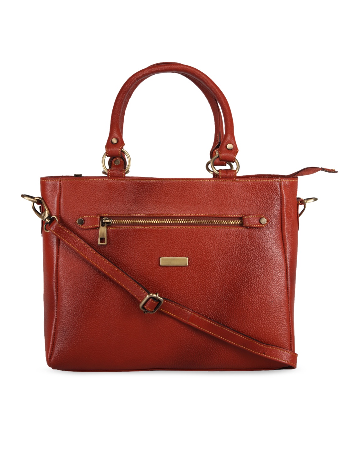 GENWAYNE Tan Leather Shopper Handheld Bag