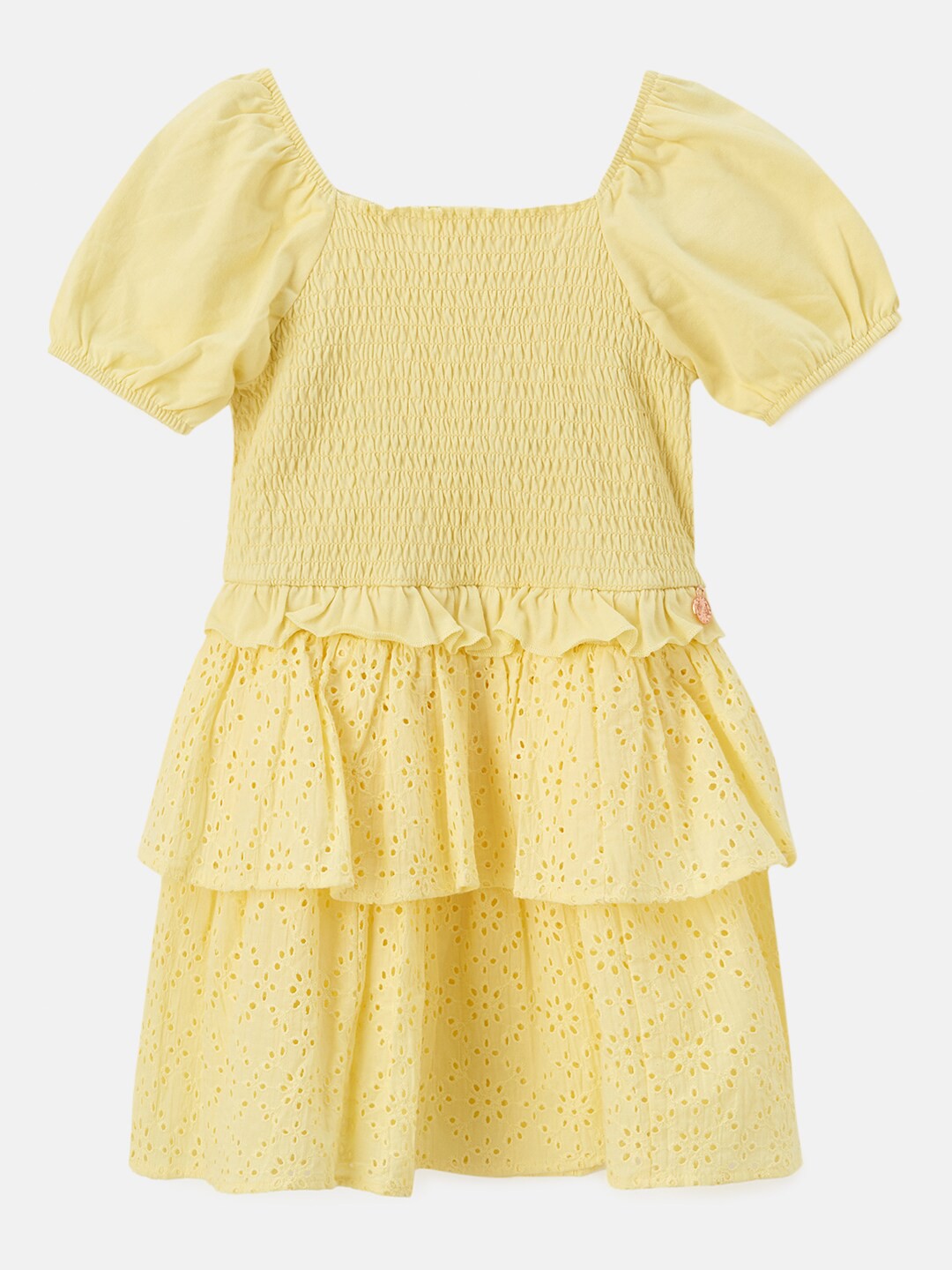 

Angel & Rocket Girls Yellow Schiffli Cotton Dress