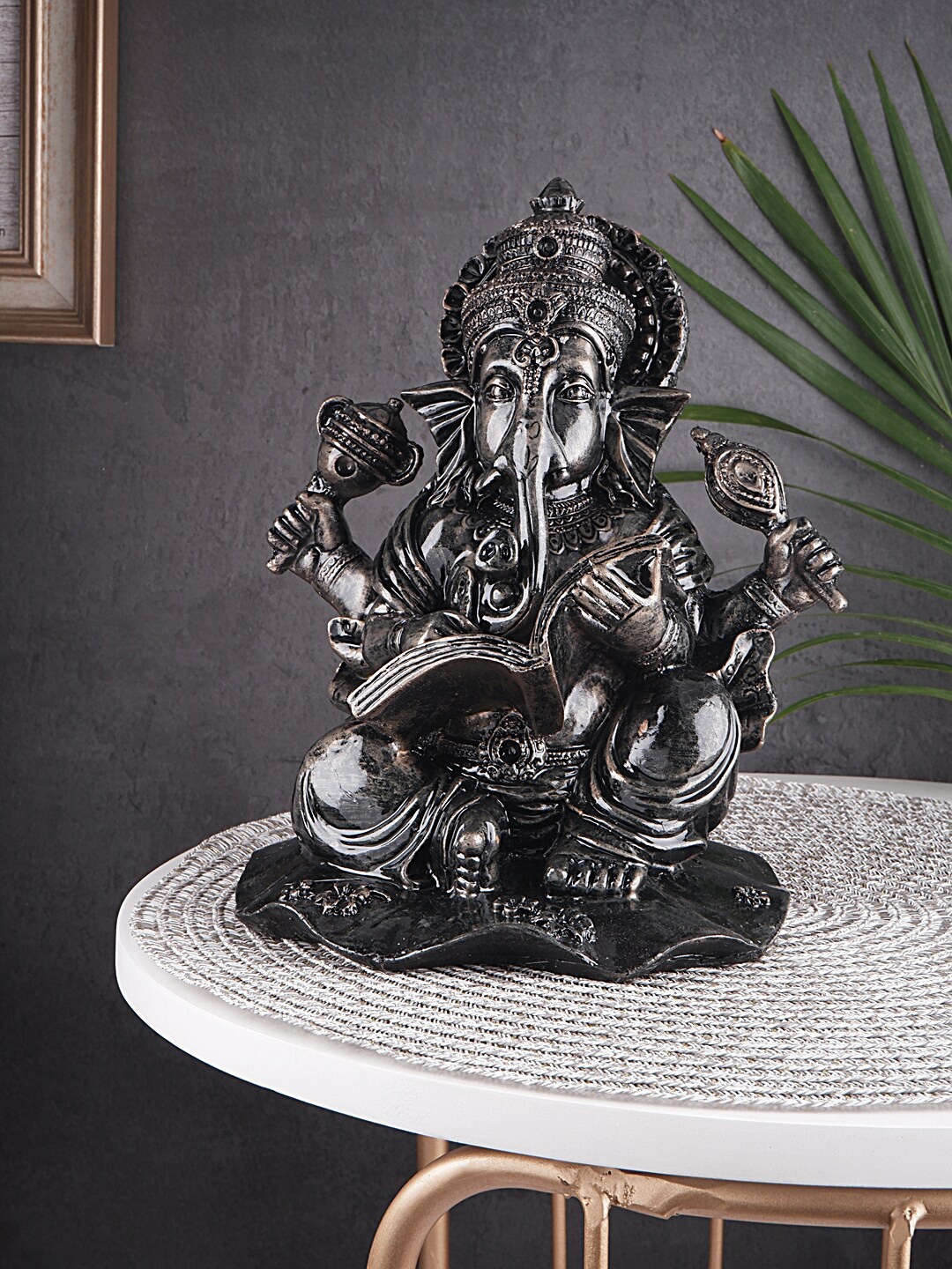 

THE WHITE INK DECOR Brown Antique Ganesh Idol Showpiece