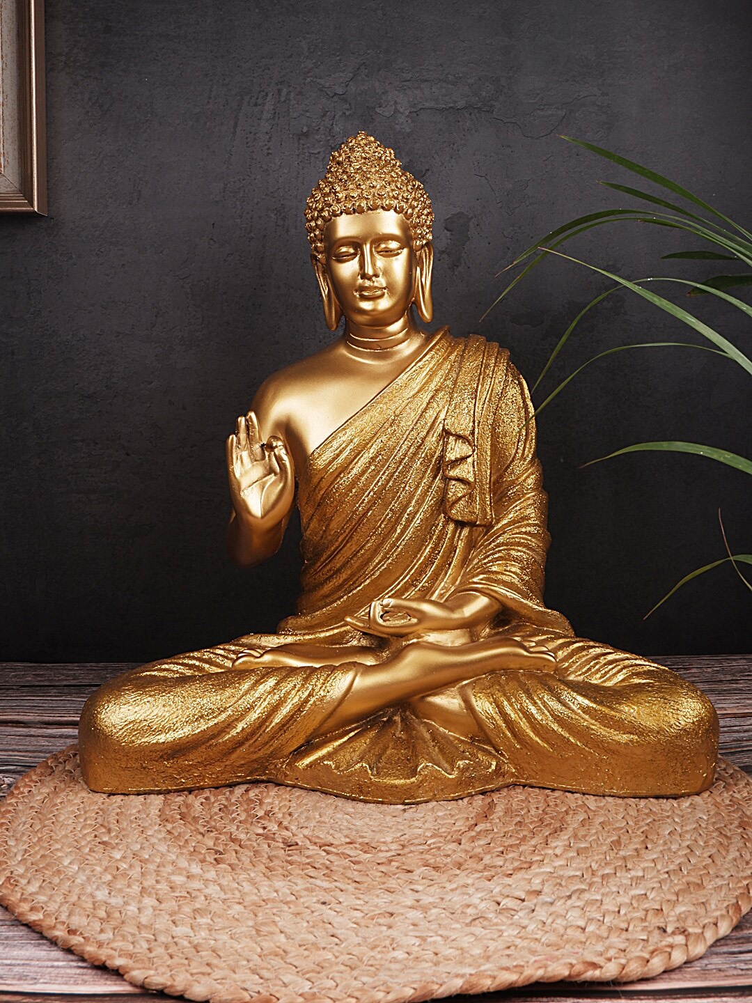 THE WHITE INK DECOR Gold-Toned Solid Divine Buddha Showpiece