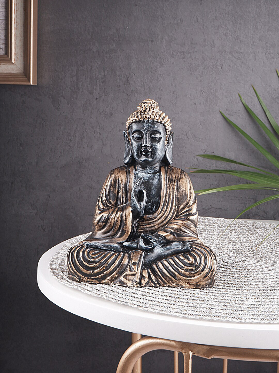 

THE WHITE INK DECOR Brown Premium Antique Finish Devine Buddha Showpiece
