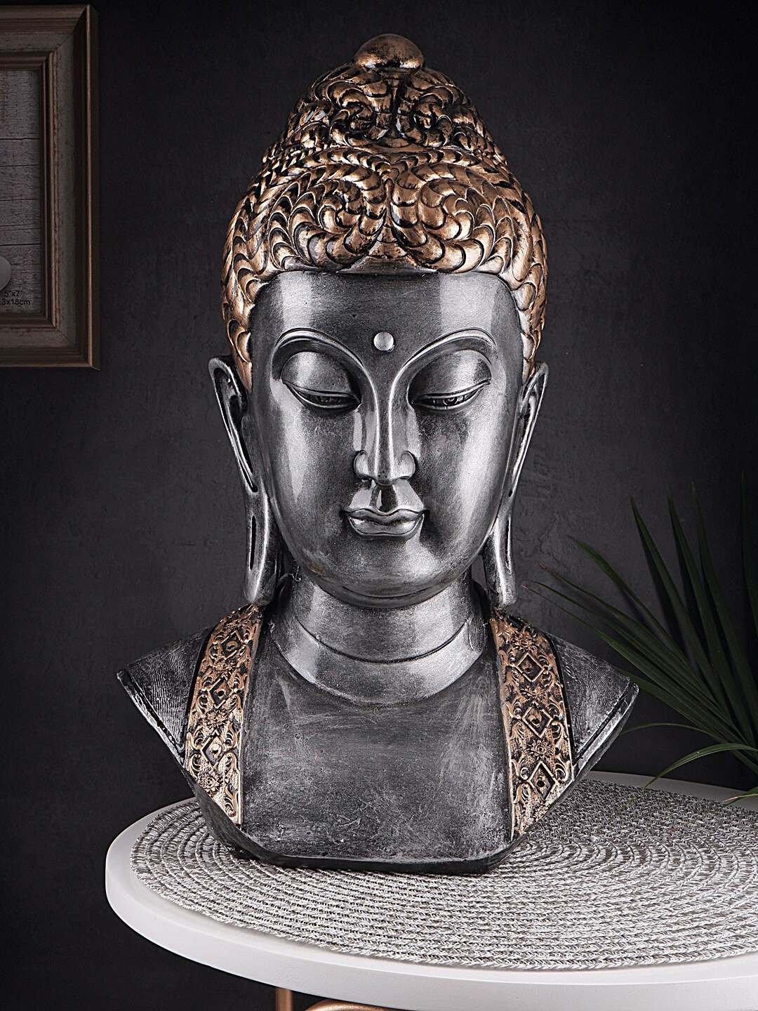 THE WHITE INK DECOR Brown & Black Antique Buddha Idol Showpieces