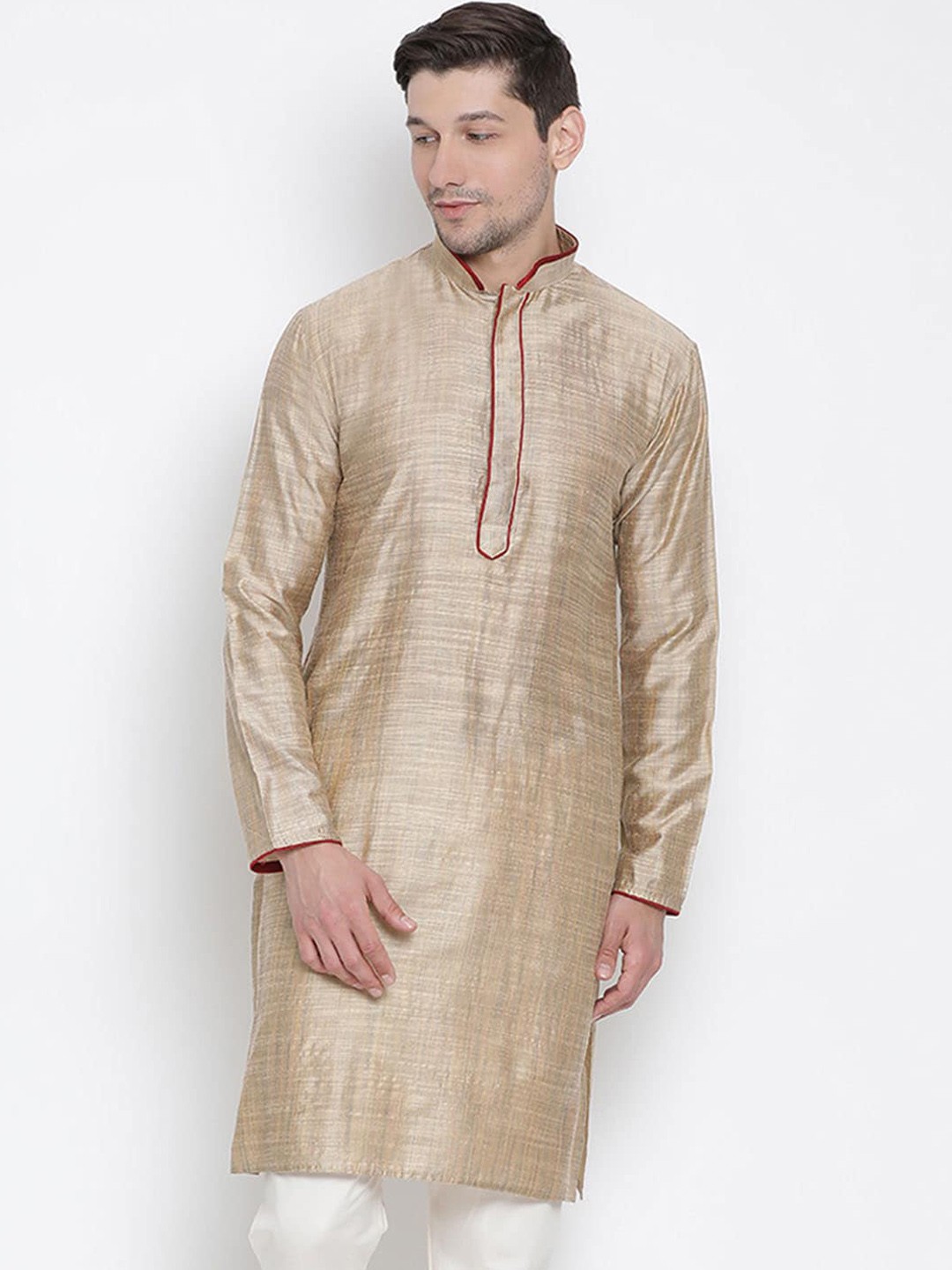 

VASTRAMAY Men Beige Solid Kurta