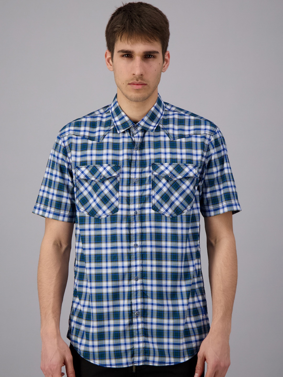 

FREESOUL Men Blue & White Tartan Checks Checked Casual Shirt