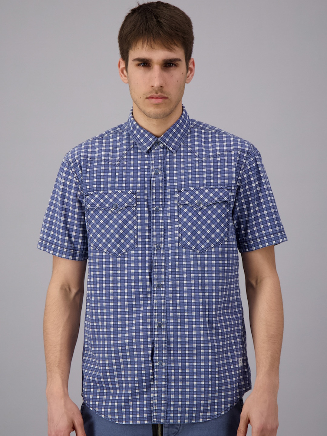 

FREESOUL Men Blue Tartan Checks Checked Casual Shirt