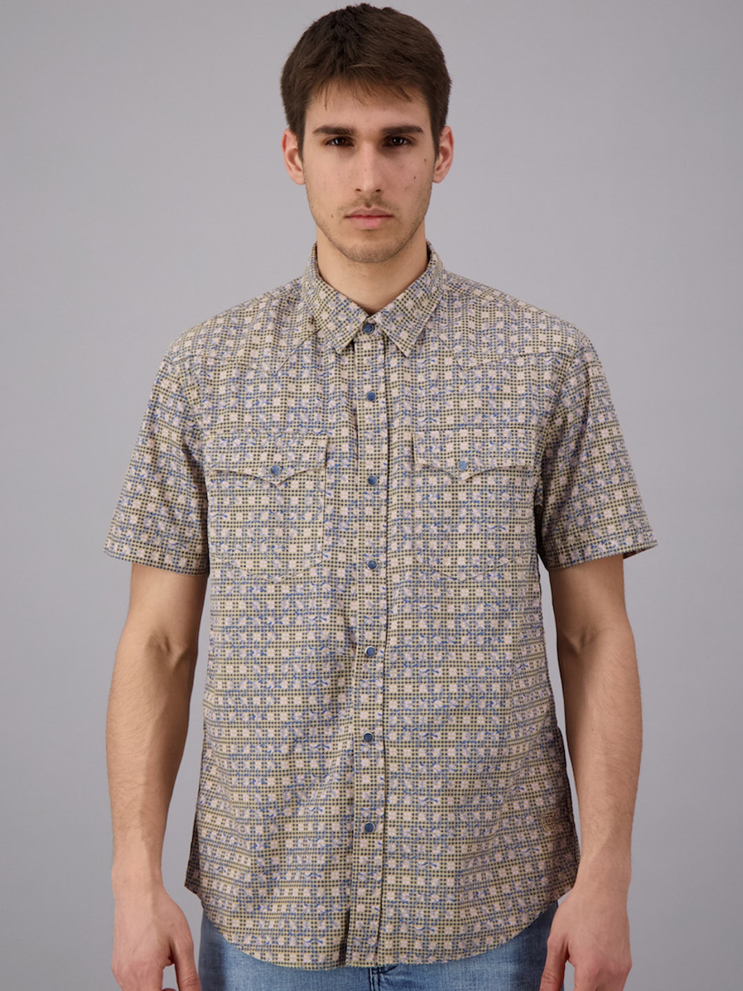 

FREESOUL Men Beige Printed Casual Shirt