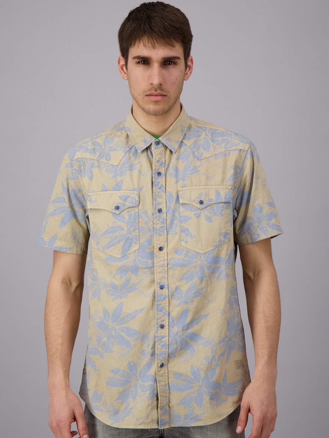 

FREESOUL Men Beige Printed Casual Shirt