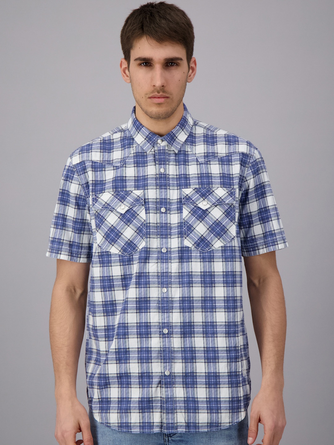 

FREESOUL Men Blue Tartan Checks Checked Casual Shirt