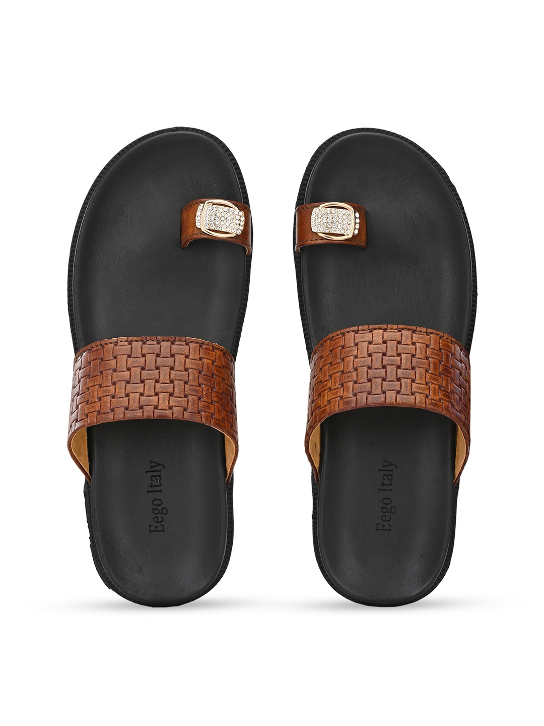 Eego Italy Men Tan & Black Comfort Sandals