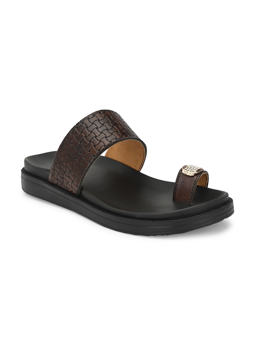 Eego Italy Men Brown & Black Comfort Sandals