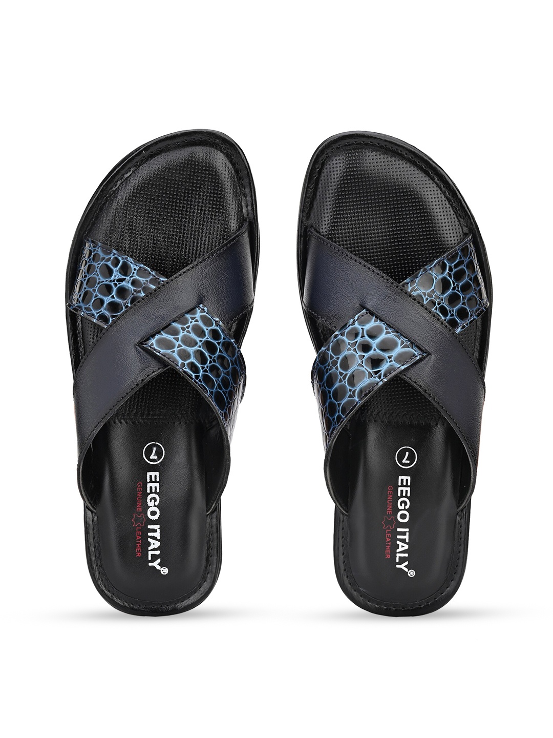 

Eego Italy Men Blue Leather Comfort Sandals