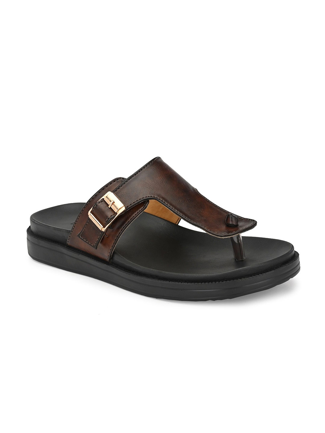 

Eego Italy Men Brown & Black Comfort Sandals