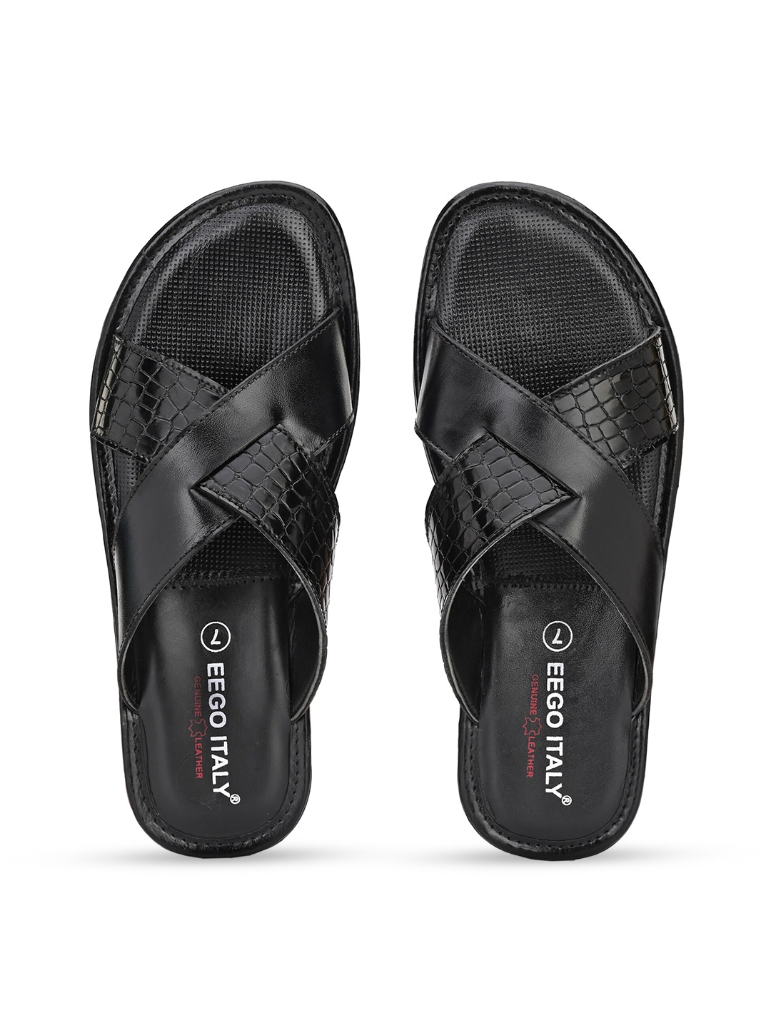 

Eego Italy Men Black Leather Comfort Sandals