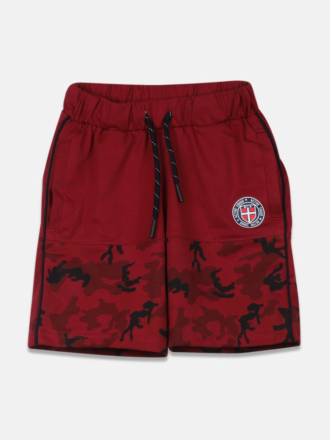 

Monte Carlo Boys Maroon Camouflage Printed Cotton Shorts