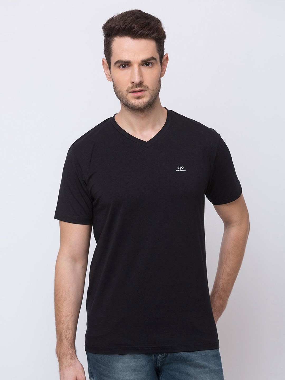 

Status Quo Men Black V-Neck T-shirt