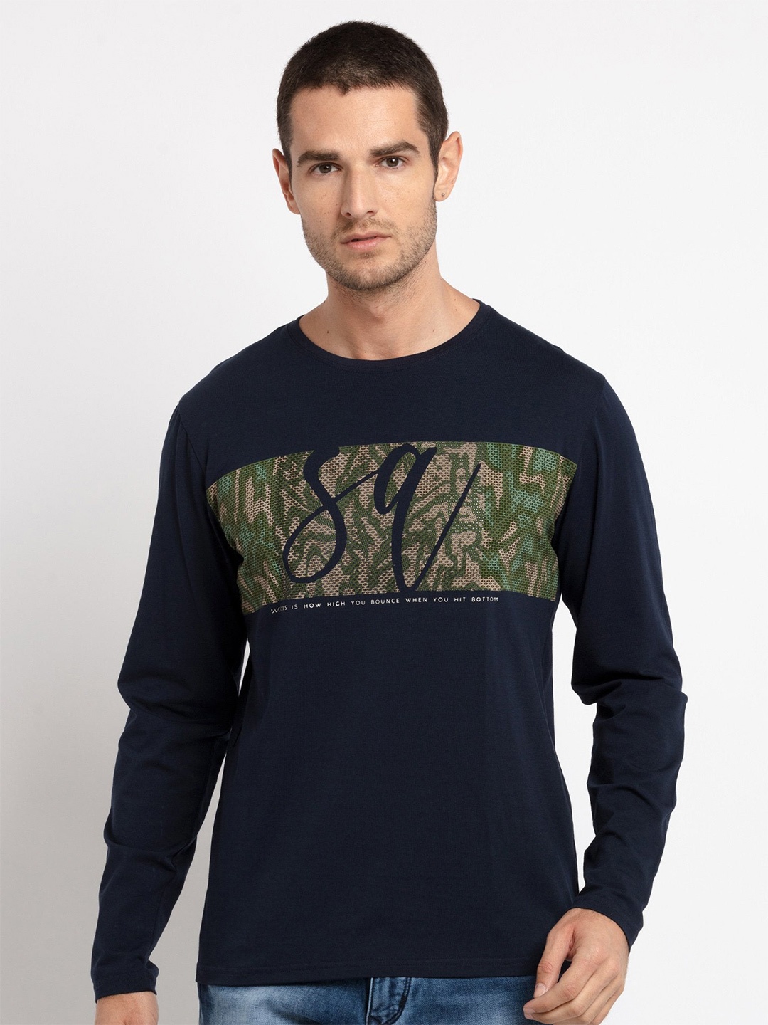 

Status Quo Men Blue Printed T-shirt