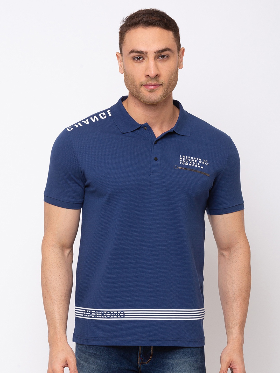 

Status Quo Men Blue Polo Collar T-shirt