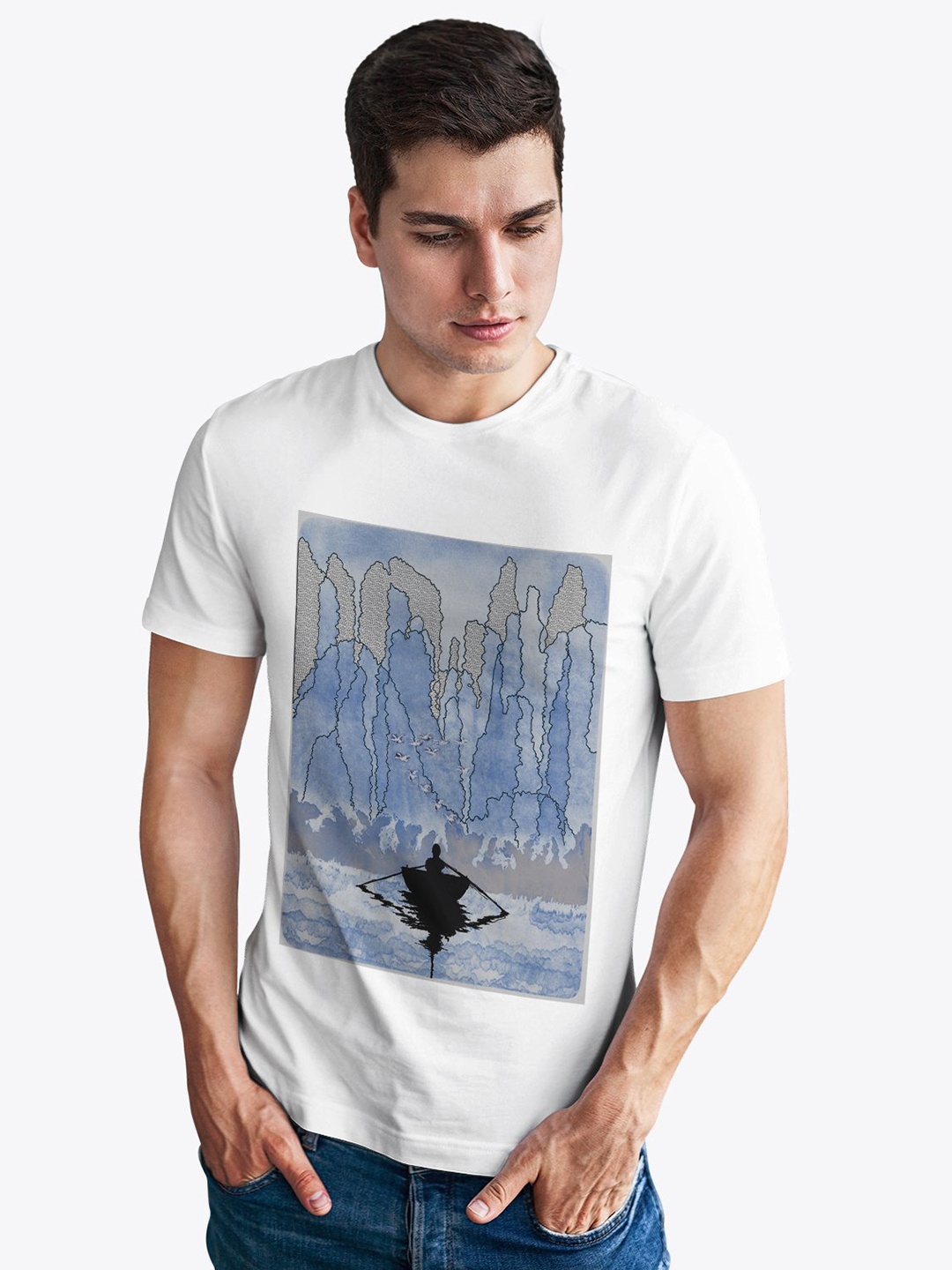 

Status Quo Men White & Blue Printed T-shirt