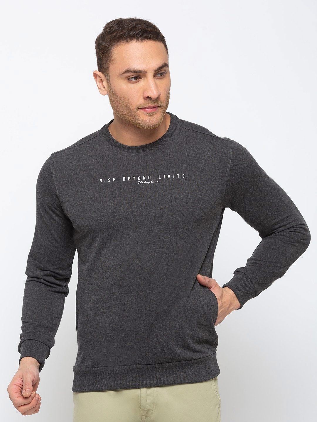 

Status Quo Men Grey Typography Printed T-shirt